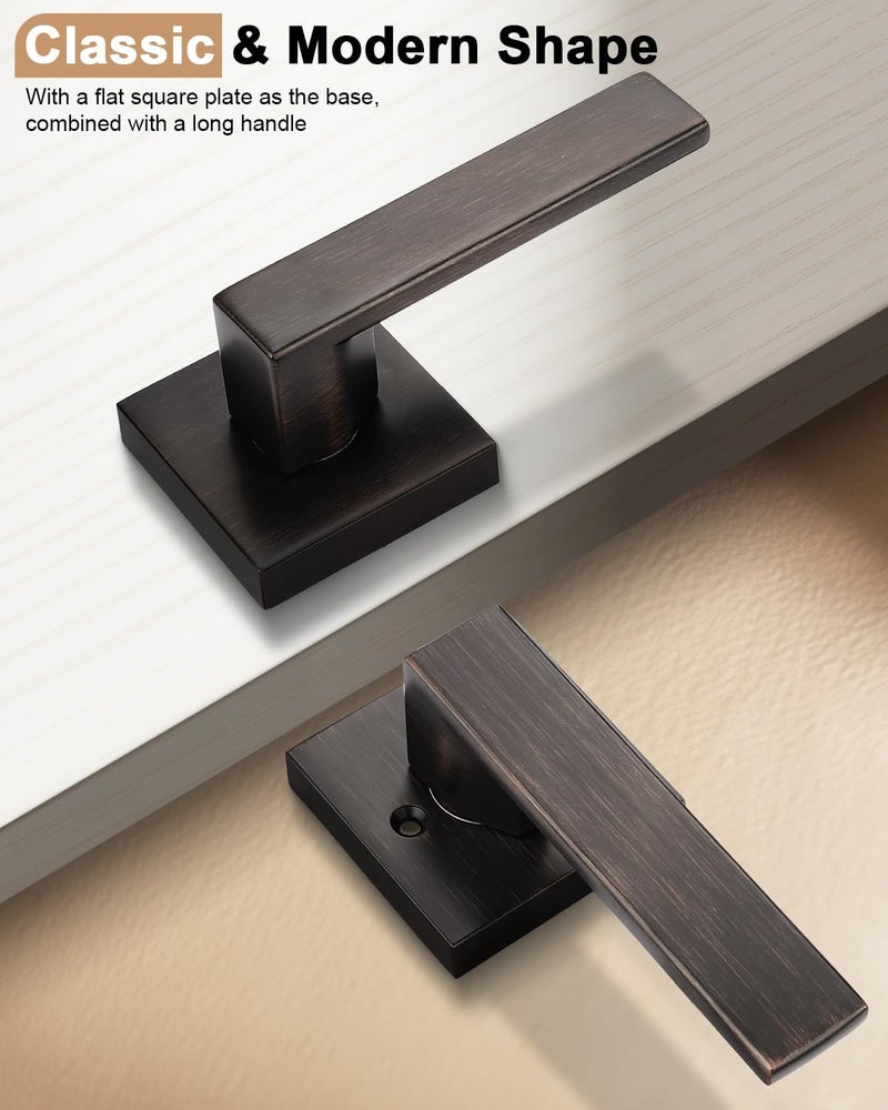 Probrico Heavy Duty Square Passage Door Levers Interior Non-Locking Handleset for Hallway or Closet Doors in Oil Rubbed Bronze Reversible for Right & Left Side,4 Pack - Image 4